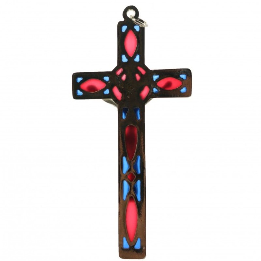 Palais du Rosaire Croix Religieuse | Crucifix Du Saint Esprit Avec Fond En Vitrail Colore