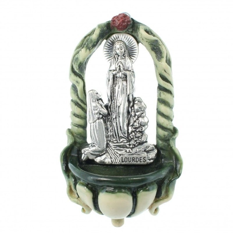 Palais du Rosaire Benitier | Benitier En Resine Verte De L'Apparition De Lourdes
