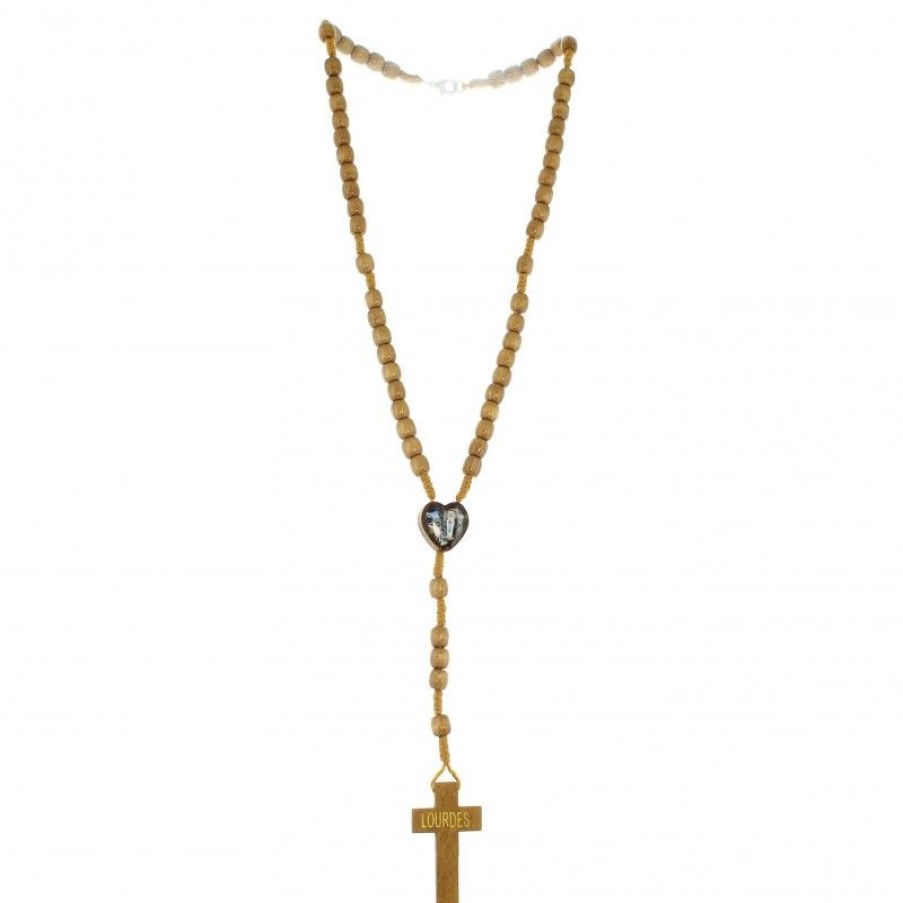 Palais du Rosaire Chapelet Bois | Chapelet En Corde Avec Coeur Apparition De Lourdes