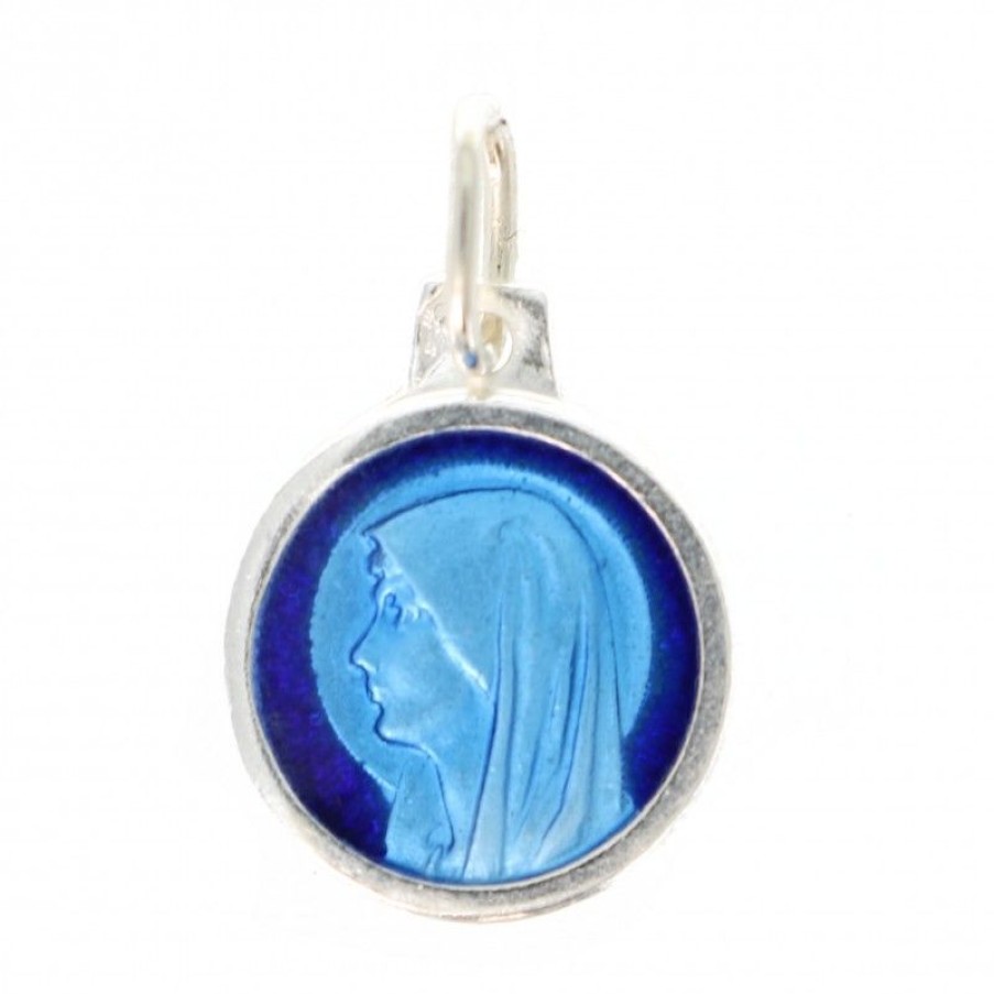 Palais du Rosaire Medaille Et Croix Argent | Medaille Ronde En Argent De L'Apparition De Lourdes