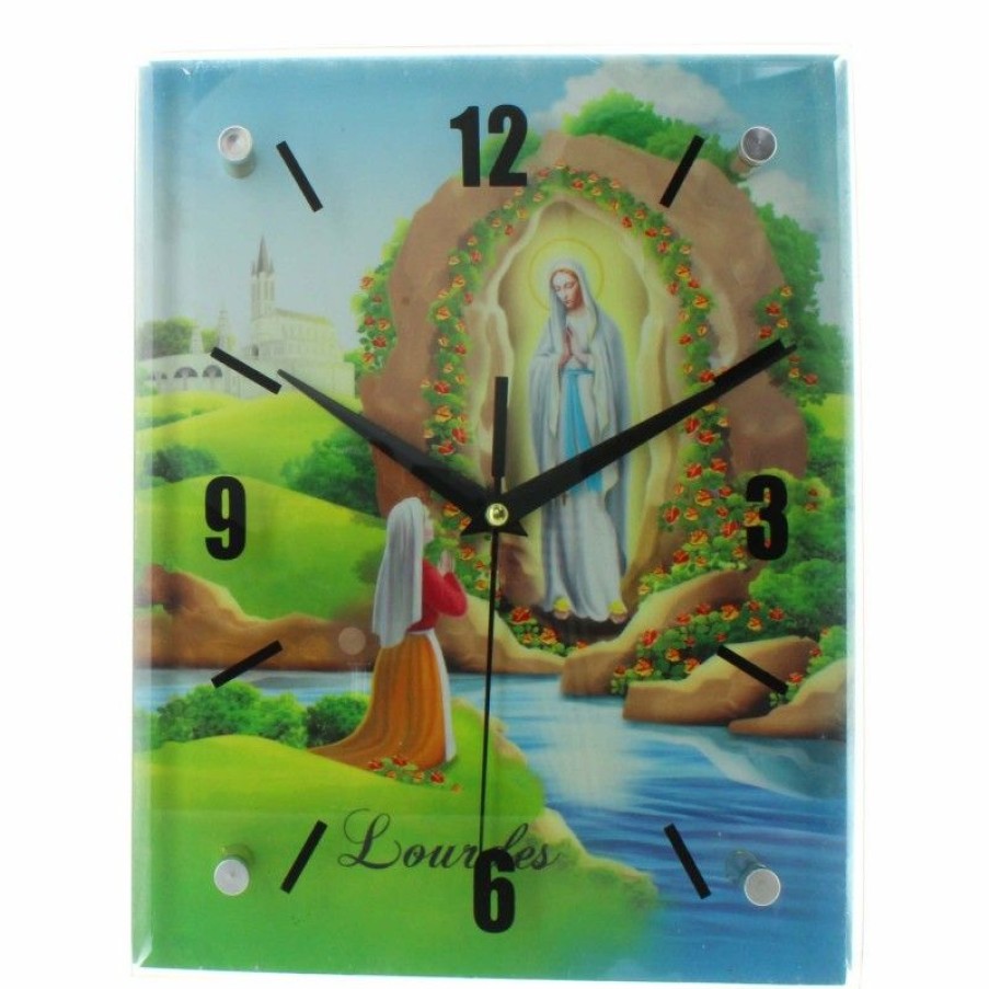 Palais du Rosaire Horloge | Horloge De Lourdes Moderne Sous Verre 20X25Cm
