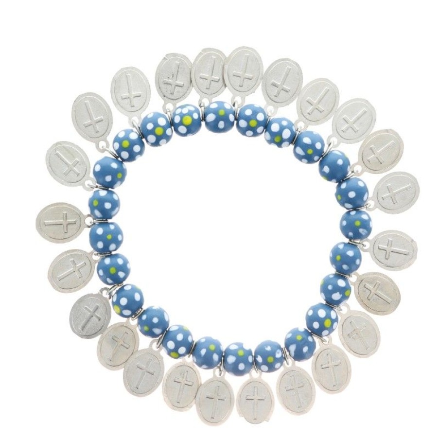 Palais du Rosaire Bracelet Fantaisie | Bracelet En Bois Medailles De Tous Les Saints