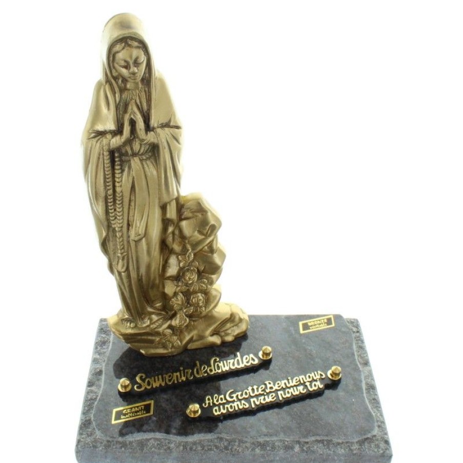 Palais du Rosaire Plaque Funeraire | Plaque Funeraire En Granit De Notre Dame De Lourdes En Bronze 25X33Cm