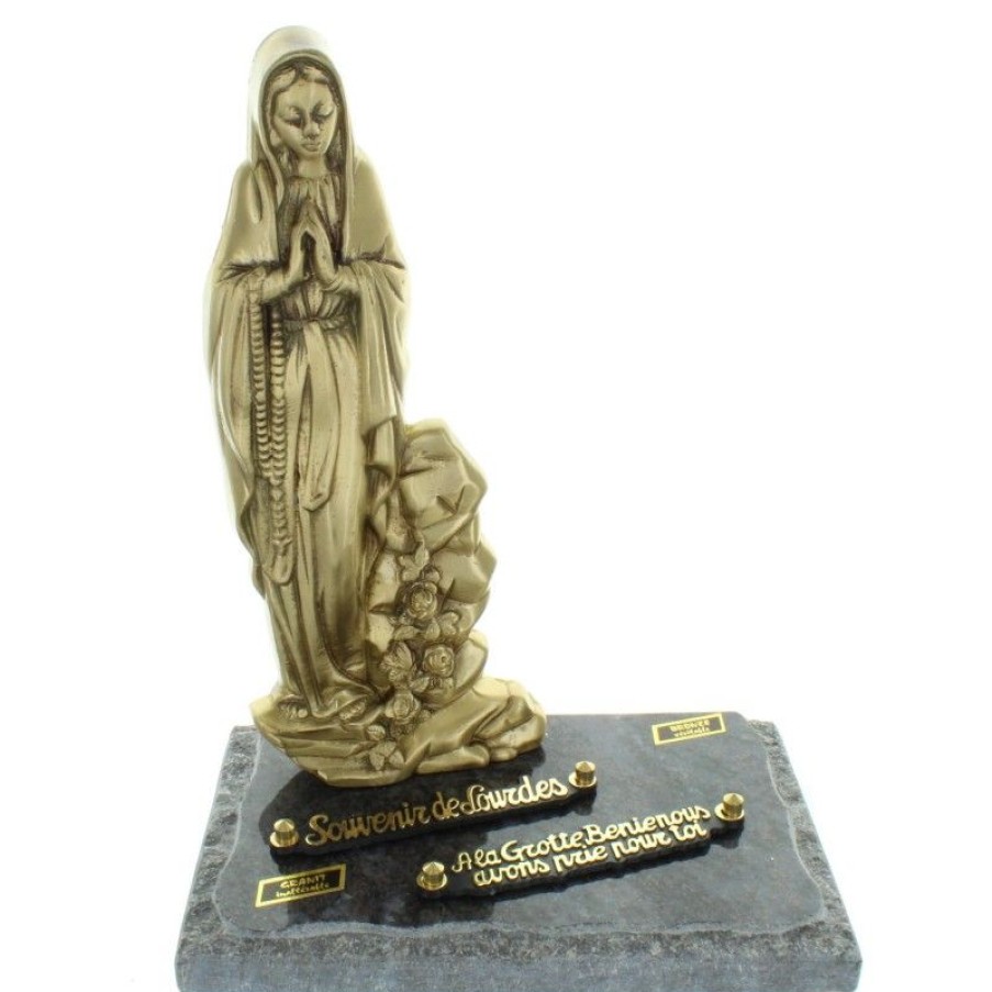Palais du Rosaire Plaque Funeraire | Plaque Funeraire En Granit De Notre Dame De Lourdes En Bronze 25X33Cm