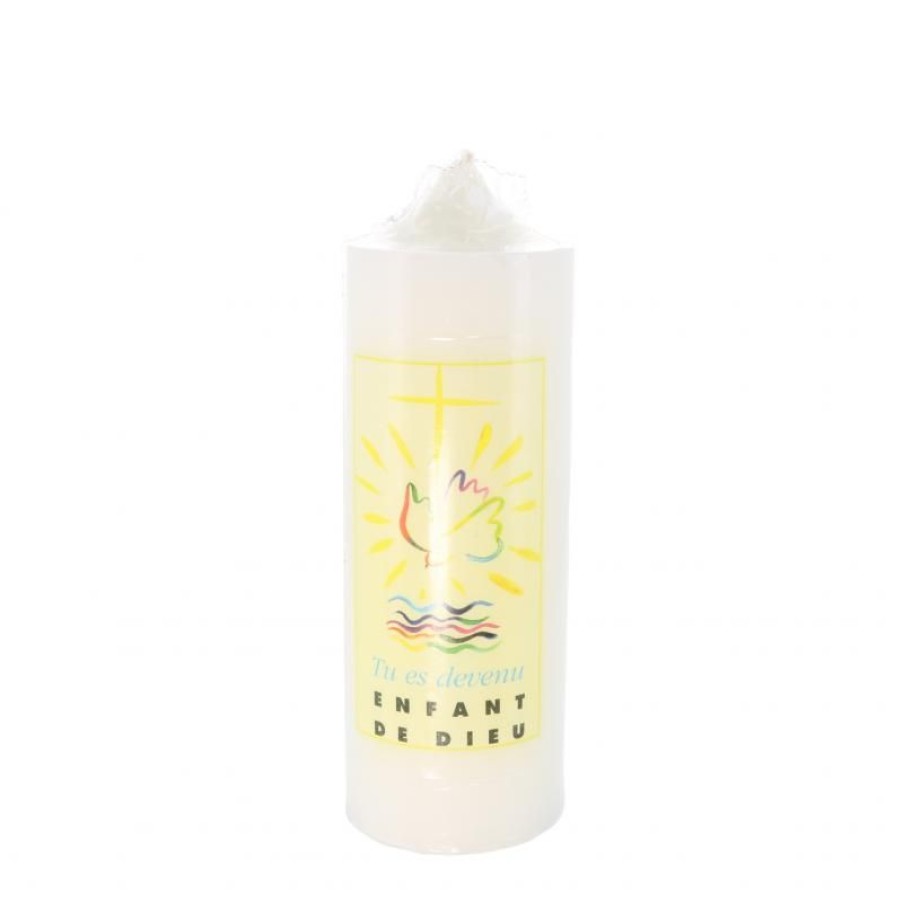 Palais du Rosaire Bougie Decorative | Bougie Blanche Pour Bapteme 6X18Cm