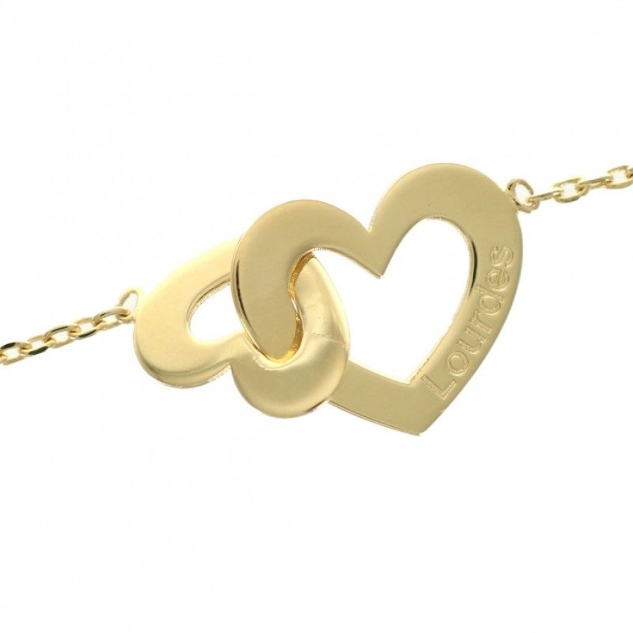 Palais du Rosaire Bracelet Plaque Or | Bracelet De Lourdes Avec Double Coeur En Plaque Or