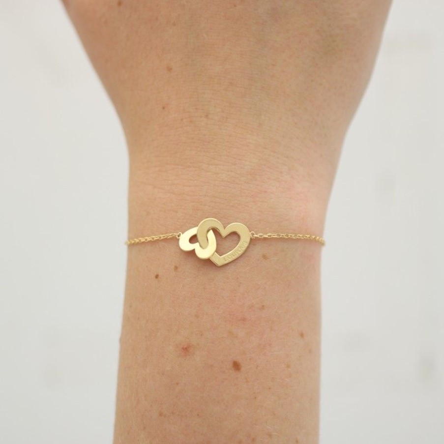 Palais du Rosaire Bracelet Plaque Or | Bracelet De Lourdes Avec Double Coeur En Plaque Or