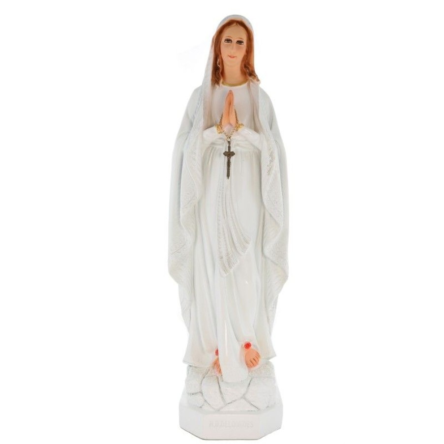 Palais du Rosaire Statue De Notre Dame De Lourdes | Statue Notre Dame De Lourdes Au Chapelet Blanche 50Cm En Resine