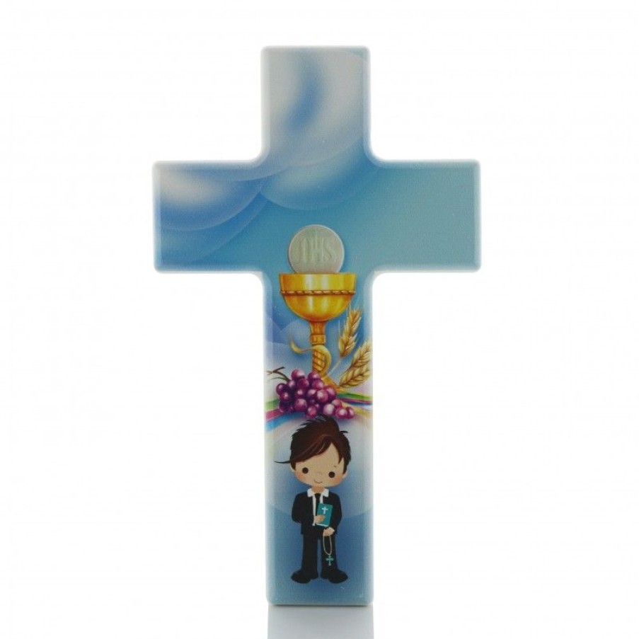 Palais du Rosaire Croix Religieuse | Croix De Communion Pour Garcon Decoree D'Un Calice 15 Cm