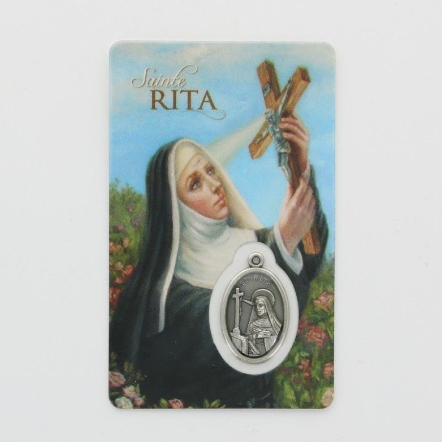 Palais du Rosaire Image Religieuse | Carte De Priere Sainte Rita Avec Medaille