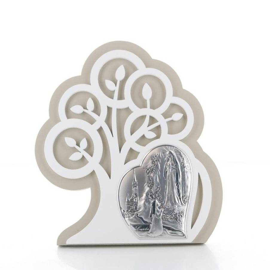 Palais du Rosaire Cadre Religieux | Cadre Bain Argent De L'Arbre De Vie Avec Apparition De Lourdes