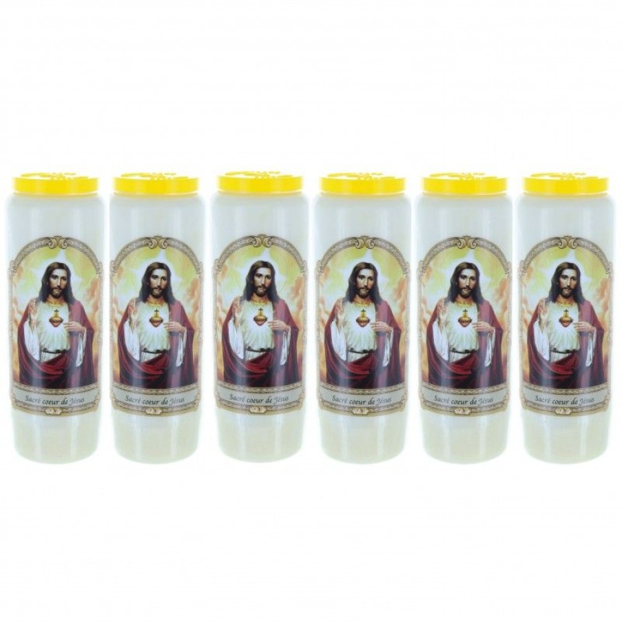 Palais du Rosaire Bougie Neuvaine | Lot De 6 Bougies Neuvaine Sacre Coeur De Jesus 17,5 Cm