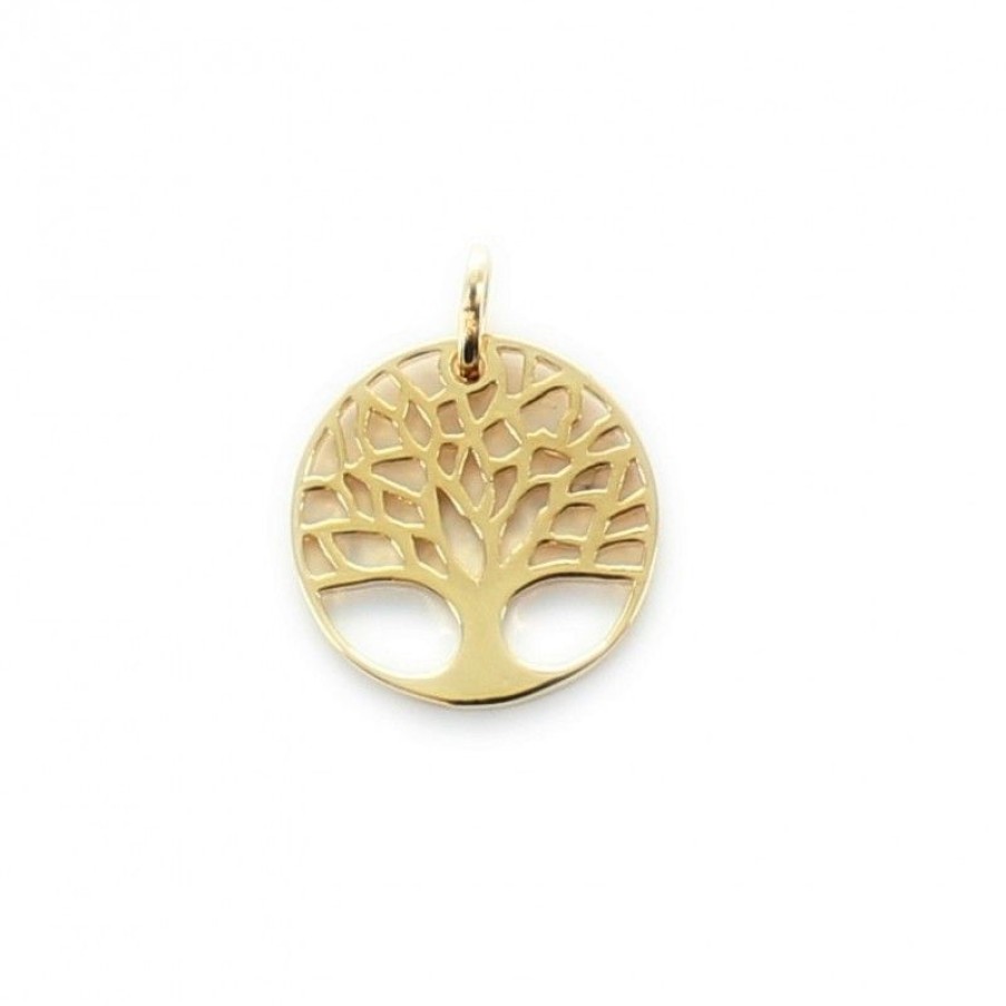 Palais du Rosaire Medaille Et Croix Plaque Or | Pendentif Arbre De Vie En Plaque Or 18 Mm