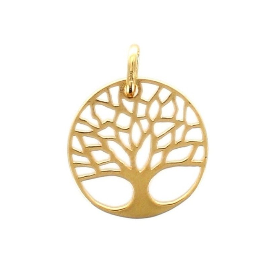 Palais du Rosaire Medaille Et Croix Plaque Or | Pendentif Arbre De Vie En Plaque Or 18 Mm