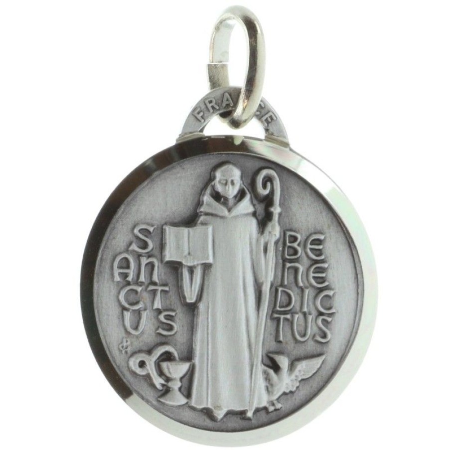 Palais du Rosaire Medaille Et Croix Metal | Medaille De Saint Benoit Argentee 18Mm