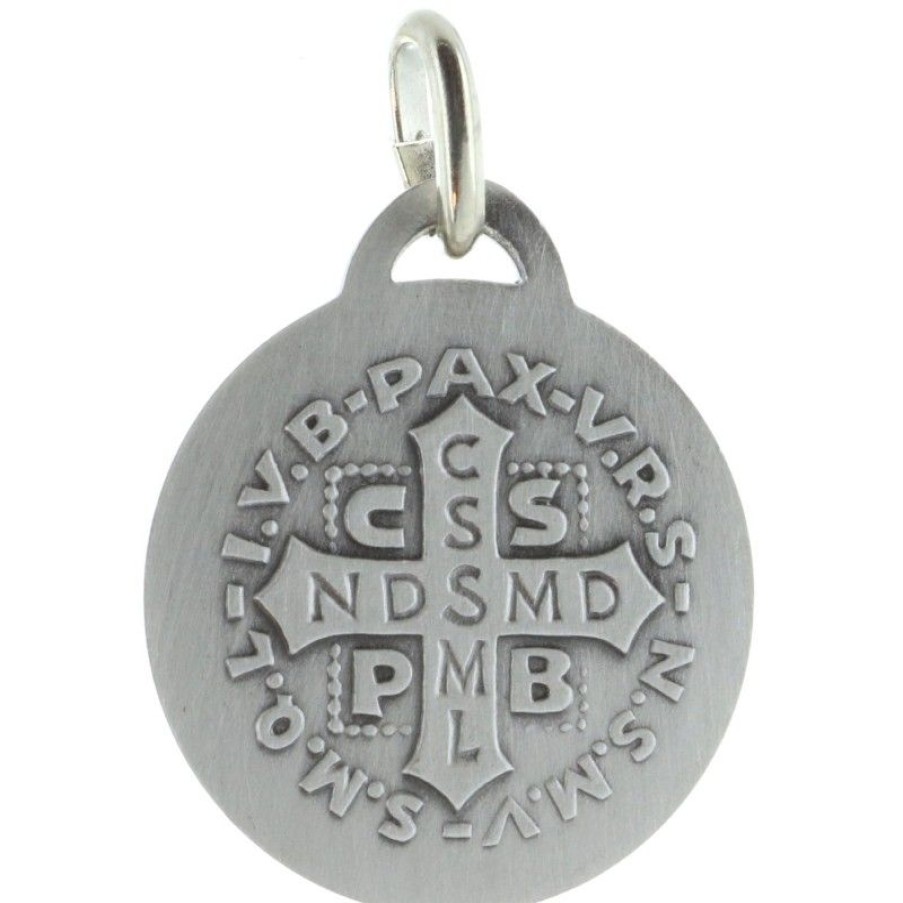 Palais du Rosaire Medaille Et Croix Metal | Medaille De Saint Benoit Argentee 18Mm
