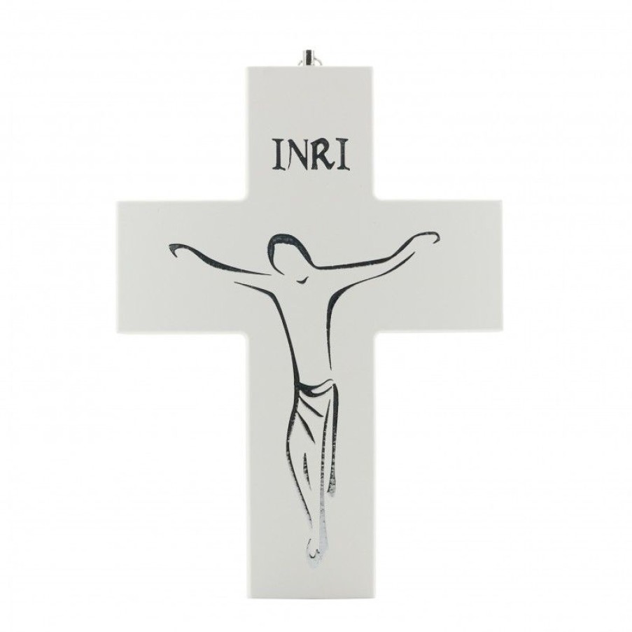Palais du Rosaire Crucifix Bois | Crucifix Moderne En Bois Blanc 20 Cm