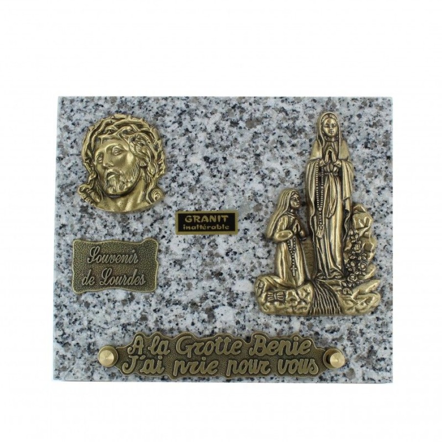 Palais du Rosaire Plaque Funeraire | Plaque Funeraire De L'Apparition En Granit 16X20Cm