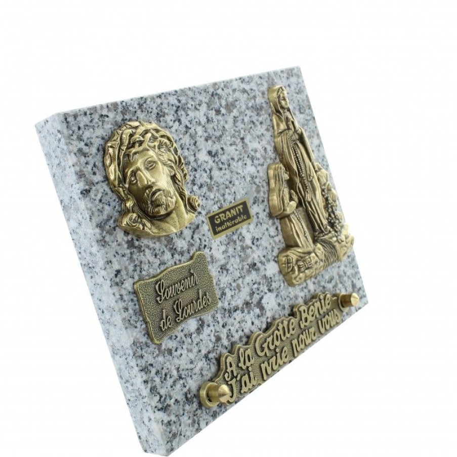 Palais du Rosaire Plaque Funeraire | Plaque Funeraire De L'Apparition En Granit 16X20Cm