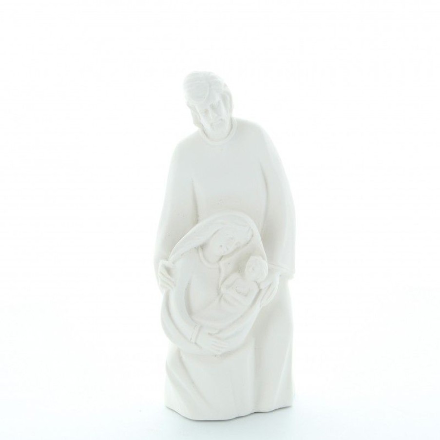 Palais du Rosaire Decoration De Noel | Statue Sainte Famille Epuree En Resine Blanche 12 Cm