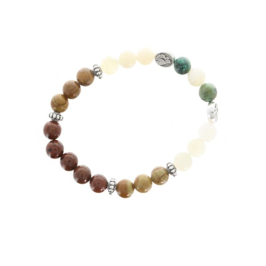 Palais du Rosaire Bracelet Fantaisie | Bracelet De Saint-Joseph En Pierre Avec Boite Presentoir