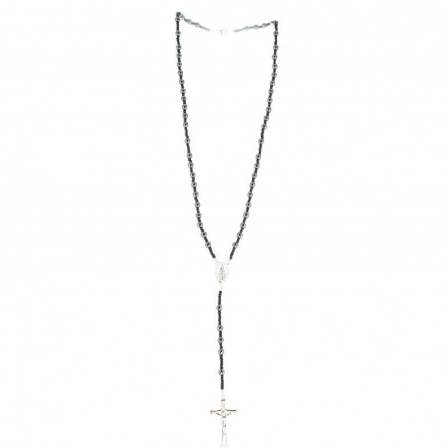 Palais du Rosaire Chapelet Metal | Chapelet En Hematite 7Mm Incassable Avec Fermoir Et Croix En Metal