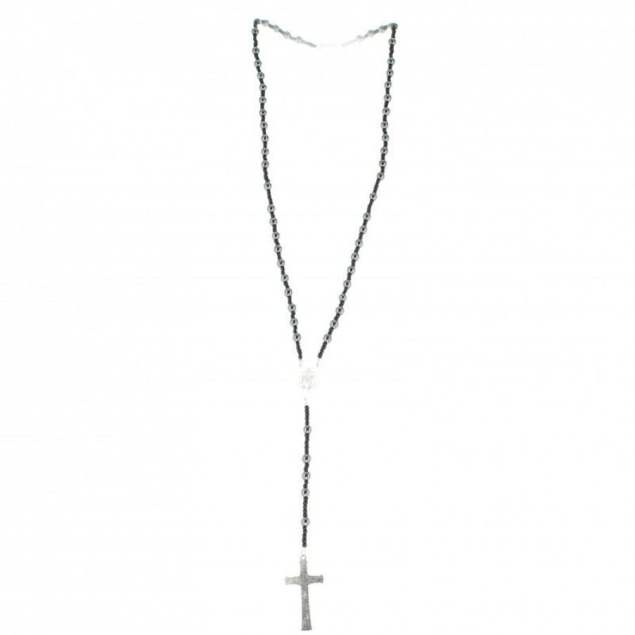 Palais du Rosaire Chapelet Metal | Chapelet En Hematite 7Mm Incassable Avec Fermoir Et Croix En Metal