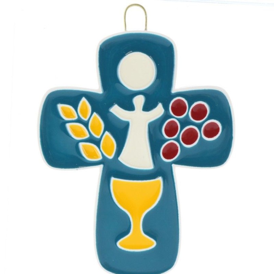Palais du Rosaire Croix Religieuse | Croix De Comunion Coloree En Resine 7,5Cm