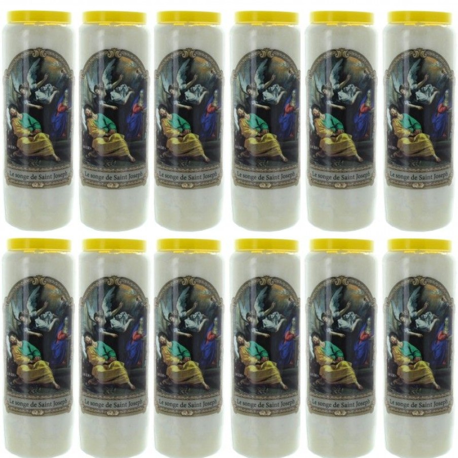 Palais du Rosaire Bougie Neuvaine | Lot De 12 Bougies Neuvaine Le Songe De Saint Joseph 17,5Cm