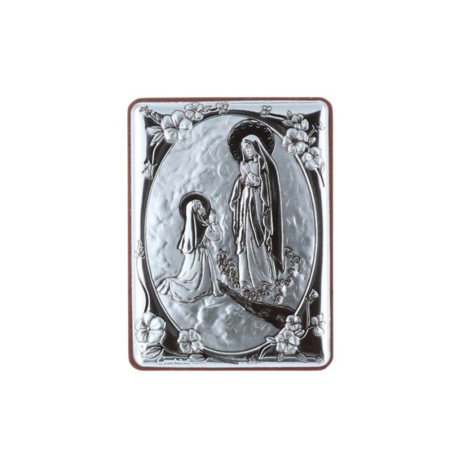 Palais du Rosaire Cadre Religieux | Cadre Religieux De Lourdes Argente 5 X 6,5 Cm