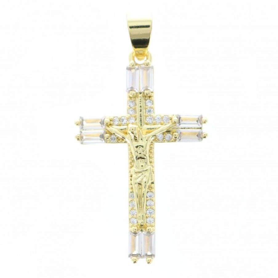Palais du Rosaire Medaille Et Croix Metal | Croix Avec Le Christ En Metal Dore De 3.2Cm