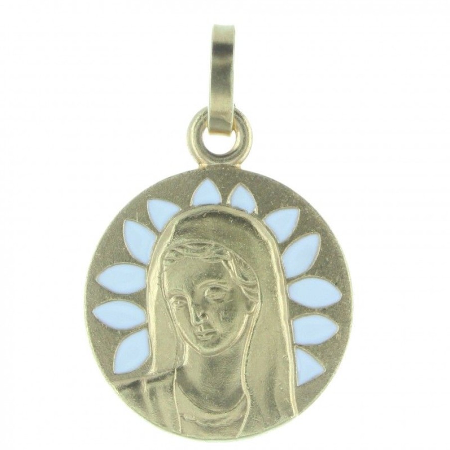 Palais du Rosaire Medaille Et Croix Metal | Medaille De La Vierge Marie En Metal Dore