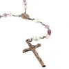 Palais du Rosaire Chapelet Verre | Chapelet En Verre Tons Violets Avec Coeur Vierge Miraculeuse Et Perles Blanches