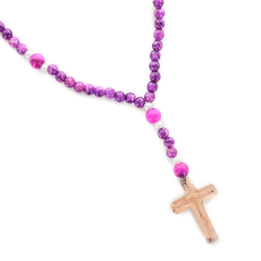 Palais du Rosaire Chapelet Verre | Chapelet En Verre Avec Grains Colores Et Croix Bariolee