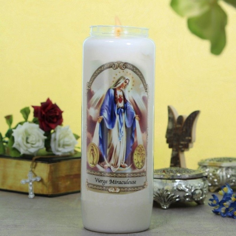 Palais du Rosaire Bougie Neuvaine | Bougie Neuvaine De La Vierge Miraculeuse 17,5Cm