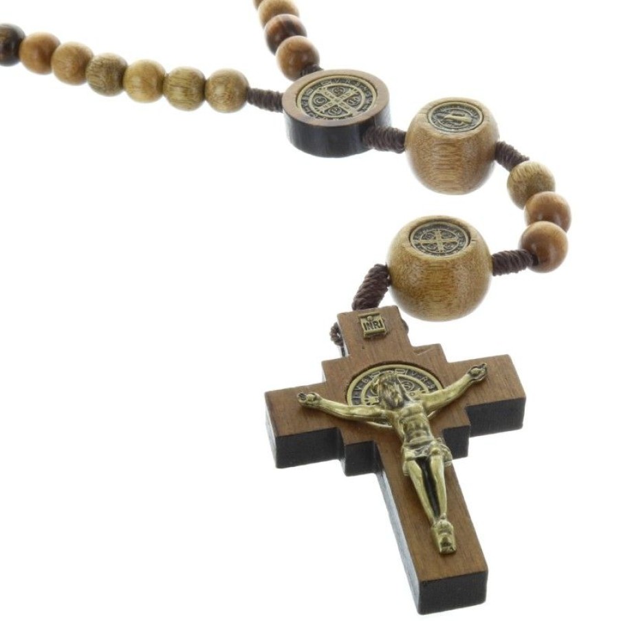 Palais du Rosaire Chapelet Bois | Chapelet De Saint Benoit En Corde, Grains En Bois