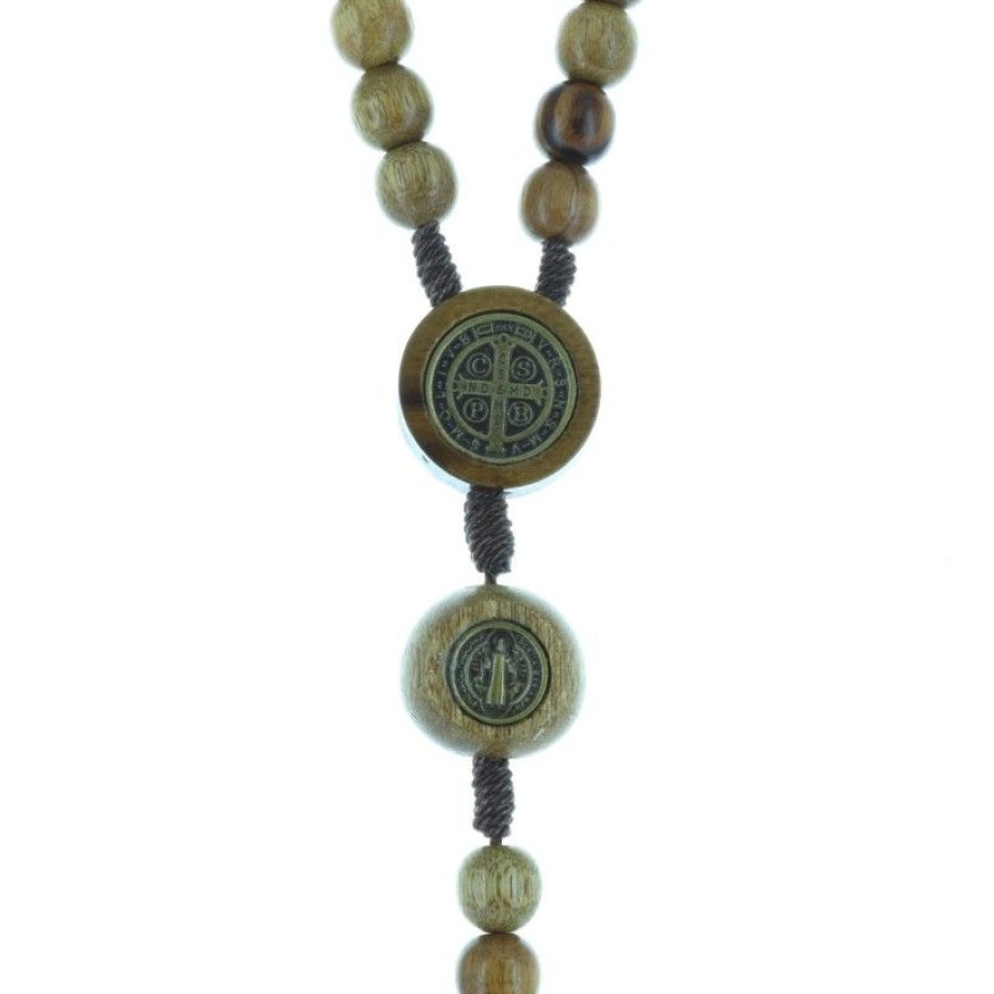 Palais du Rosaire Chapelet Bois | Chapelet De Saint Benoit En Corde, Grains En Bois