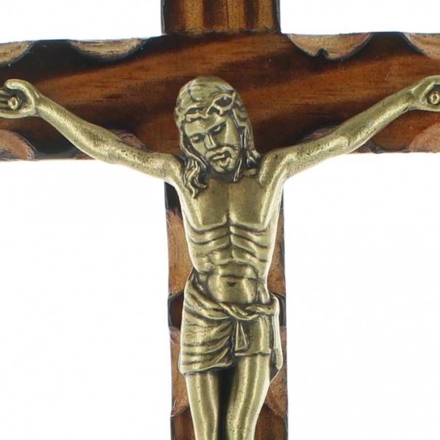 Palais du Rosaire Crucifix Bois | Crucifix En Bois Avec Le Christ En Dore De 23 Cm