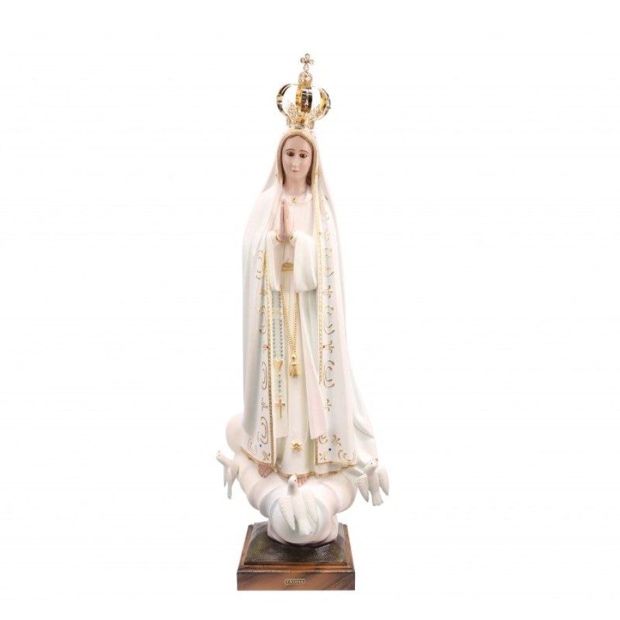 Palais du Rosaire Statue Vierge De Fatima | Statue De Fatima Vetue De Son Manteau Dore 95Cm
