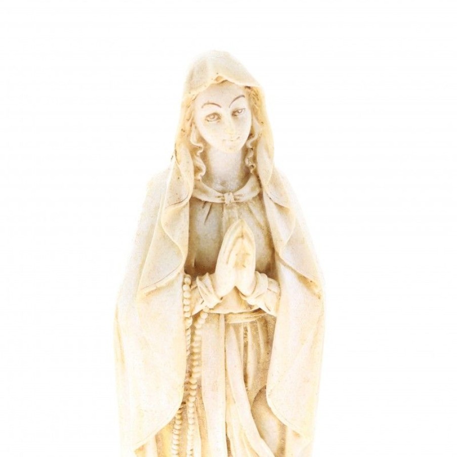 Palais du Rosaire Statue De Notre Dame De Lourdes | Statue Notre Dame De Lourdes En Pierre Et Resine Beige 30Cm