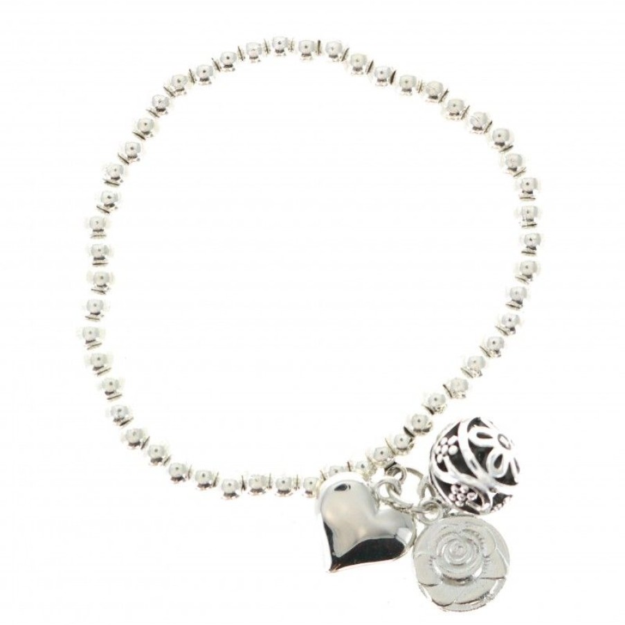 Palais du Rosaire Bracelet Fantaisie | Bracelet Grain Metal Avec Breloque Coeur Et Medaille Lourdes