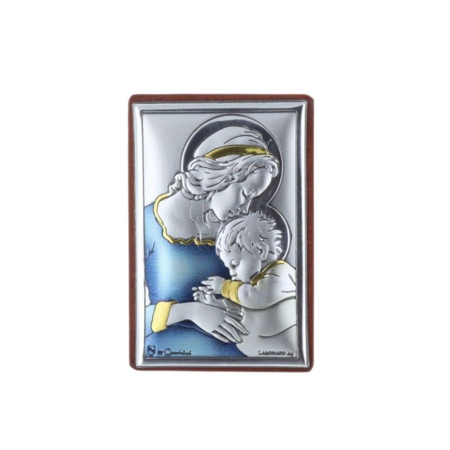 Palais du Rosaire Cadre Religieux | Cadre Religieux La Vierge A L'Enfant Jesus Argente Colore 4 X 6 Cm