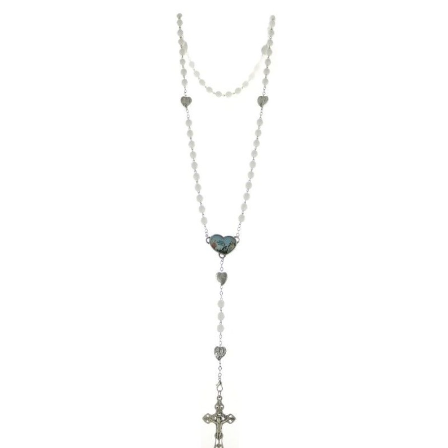 Palais du Rosaire Chapelet Verre | Chapelet Souvenir Des 160 Ans De Lourdes En Verre Blanc En Boite