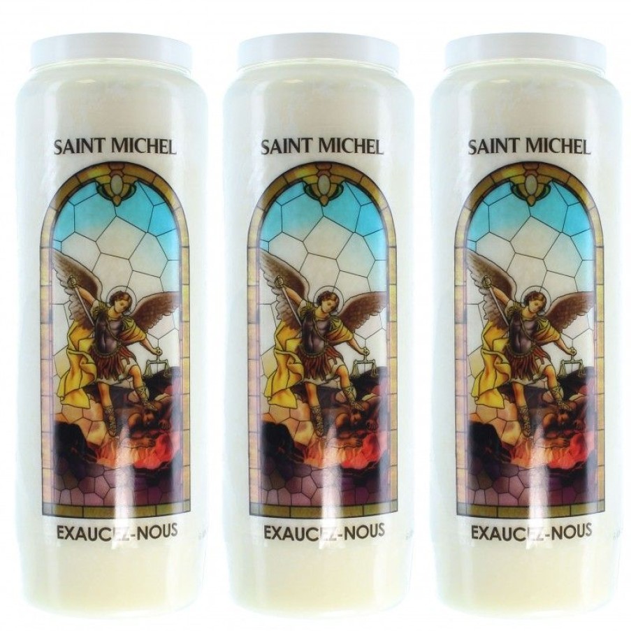 Palais du Rosaire Bougie Neuvaine | Lot De 3 Bougie De Neuvaine De Saint Michel Avec Prieres