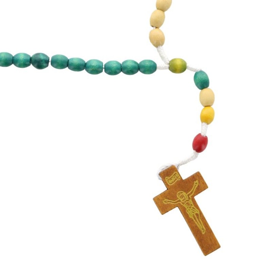 Palais du Rosaire Chapelet Pour Enfant | Chapelet De Mission En Bois Avec Grains Ovales Colores