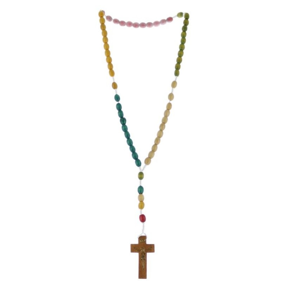 Palais du Rosaire Chapelet Pour Enfant | Chapelet De Mission En Bois Avec Grains Ovales Colores