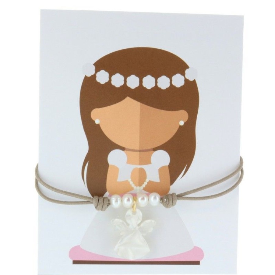 Palais du Rosaire Collier Fantaisie | Collier De Communion Avec Un Pendentif Ange En Nacre