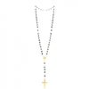 Palais du Rosaire Chapelet Pierre | Chapelet Dore En Pierres Obsidienne De 6Mm Avec Croix Emaillee