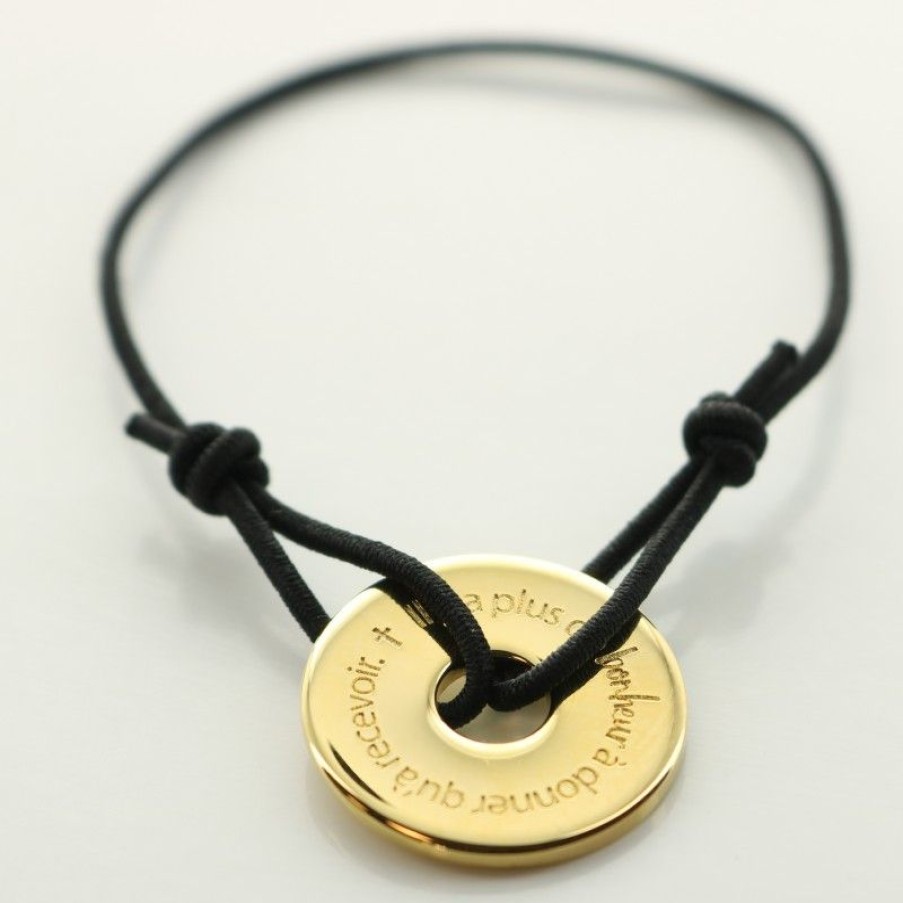 Palais du Rosaire Bracelet Fantaisie | Bracelet Anneau En Laiton Dore \\" Il Y A Plus De Bonheur A Donner Qu'A Recevoir\\"