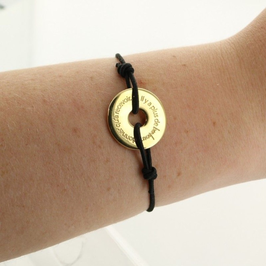 Palais du Rosaire Bracelet Fantaisie | Bracelet Anneau En Laiton Dore \\" Il Y A Plus De Bonheur A Donner Qu'A Recevoir\\"